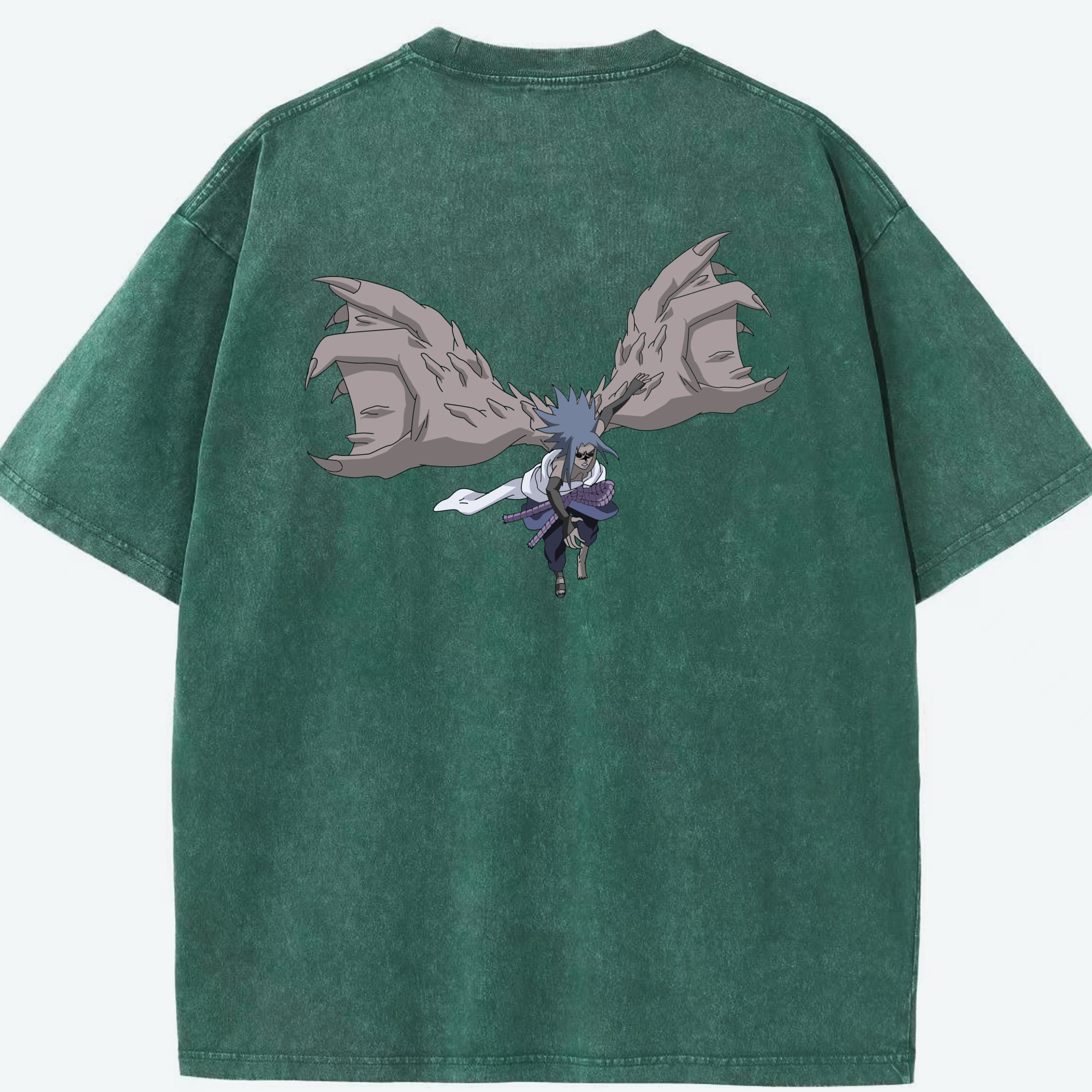 （画像用） NARUTO -ナルト- うちは サスケ Uchiha Sasuke 綿100% ヴィンテージ風 半袖Tシャツ（背面プリント）